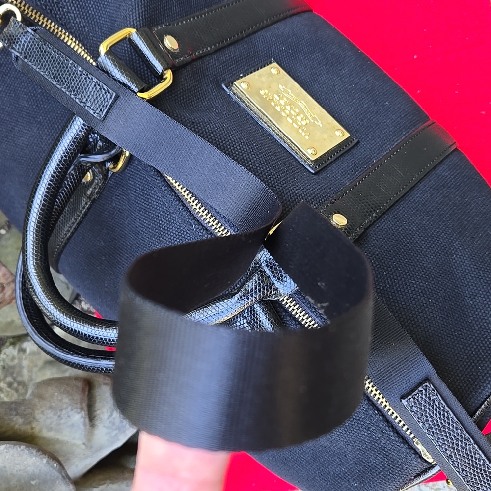 Victoria’s Secret Black Speedy Bag Canvas & Vegan Leather, Crossbody (BIN 001) - Picture 5 of 11